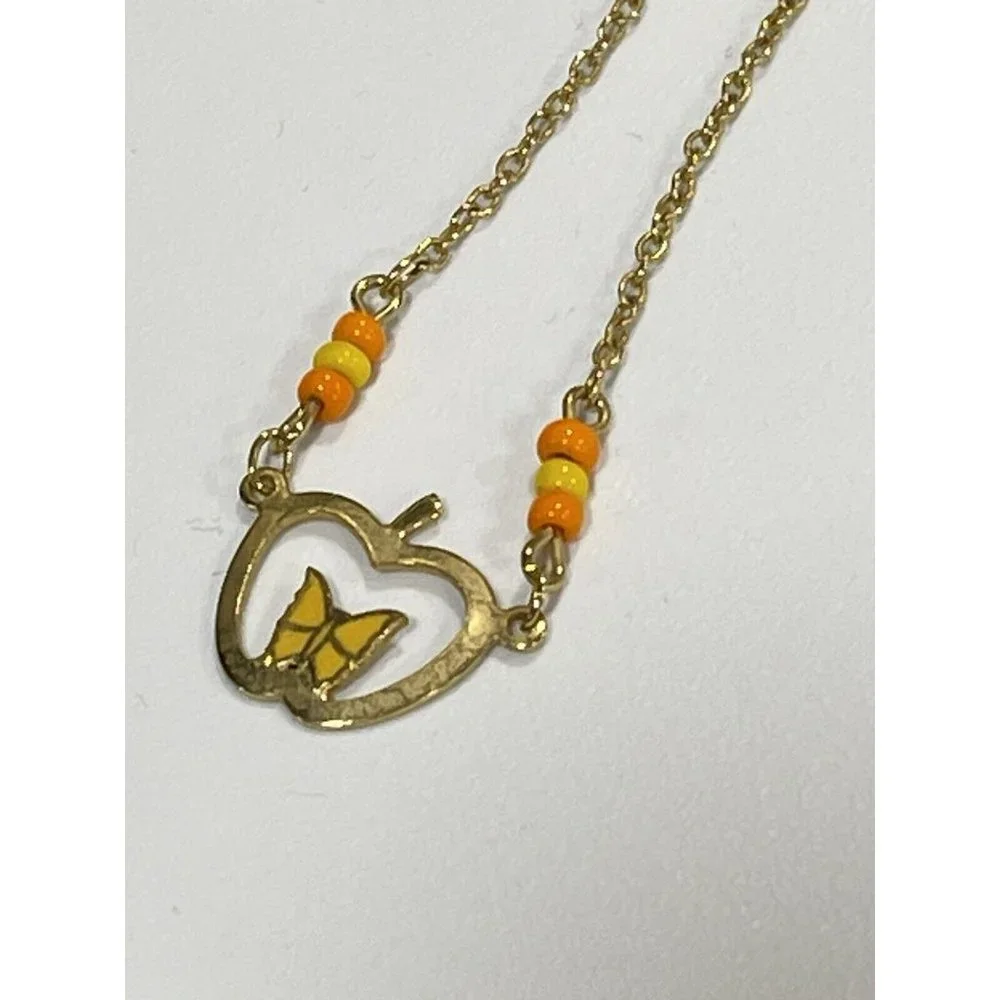 Vintage Kids Necklace Butterfly Beads J33